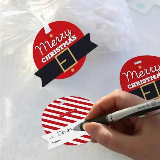 Big Dot of Happiness Jolly Santa Claus - Christmas Party Clear Goodie Favor Bags - Treat Bags With Tags - Set of 12 {4}