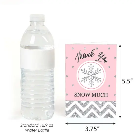 Big Dot of Happiness Pink Winter Wonderland - Holiday Snowflake Birthday Party or Baby Shower Thank You Cards (8 Count) {4}