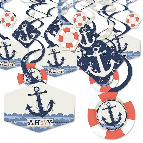 Big Dot of Happiness Ahoy - Nautical - Baby Shower or Birthday Party Hanging Decor - Party Decoration Swirls - Set of 40 {1}