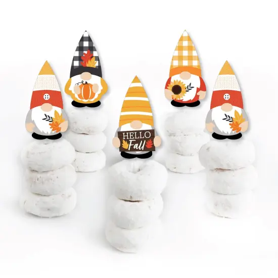 Big Dot of Happiness Fall Gnomes - Dessert Cupcake Toppers - Autumn Harvest Party Clear Treat Picks - Set of 24 {3}