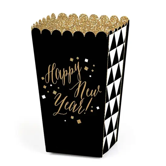 Big Dot of Happiness New Year's Eve - Gold New Years Eve Party Favor Popcorn Treat Boxes - Set of 12 {1}