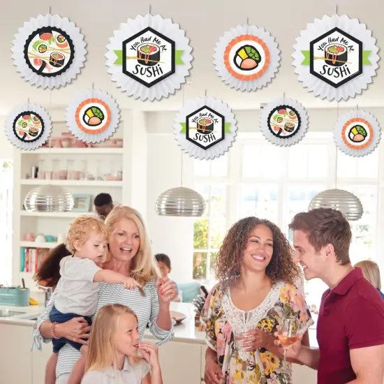 Big Dot of Happiness Let's Roll - Sushi - Hanging Japanese Party Tissue Decoration Kit - Paper Fans - Set of 9 {4}