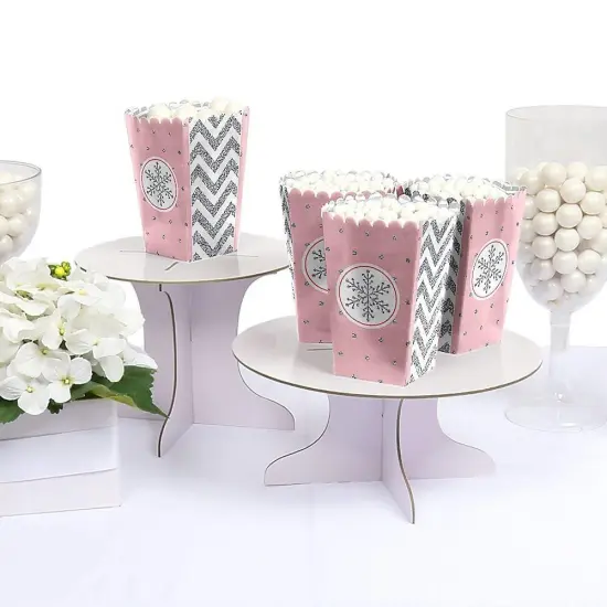 Big Dot of Happiness Pink Winter Wonderland - Holiday Snowflake Birthday Party or Baby Shower Favor Popcorn Treat Boxes - Set of 12 {4}