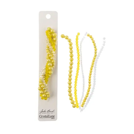 Crystal Lane DIY Yellow Sunlight Twisted Glass & Pearls Beads, 5 Strands {2}
