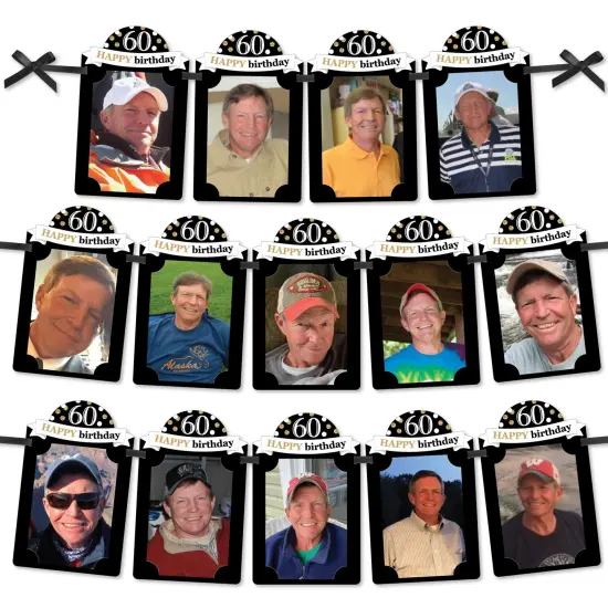 Big Dot of Happiness Adult 60th Birthday - Gold - DIY Birthday Party Decor - Picture Display - Photo Banner {1}