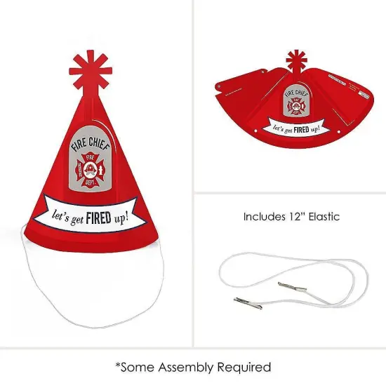 Big Dot of Happiness Fired Up Fire Truck - Mini Cone Firefighter Firetruck Baby Shower or Birthday Party Hats - Small Little Party Hats - Set of 8 {6}