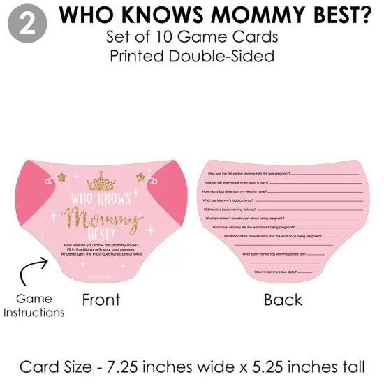 Big Dot of Happiness Little Princess Crown - 4 Pink and Gold Princess Baby Shower Games - 10 Cards Each - Gamerific Bundle {7}