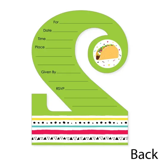 Big Dot of Happiness Taco Twosday - Shaped Fill-in Invitations - Fiesta Second Birthday Party Invitation Cards with Envelopes - Set of 12 {6}