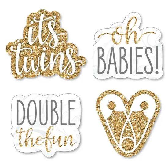 Big Dot of Happiness It's Twins - DIY Shaped Gold Twins Baby Shower Cut-Outs - 24 Count {1}