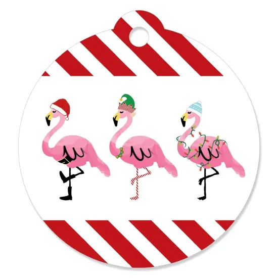 Big Dot of Happiness Flamingle Bells - Tropical Flamingo Christmas Party Favor Gift Tags (Set of 20) {1}