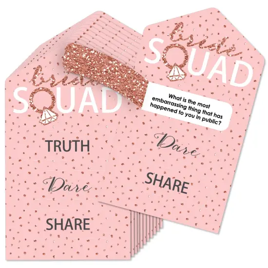 Big Dot of Happiness Bride Squad - Rose Gold Bridal Shower or Bachelorette Party Game Pickle Cards - Truth, Dare, Share Pull Tabs - Set of 12 {1}