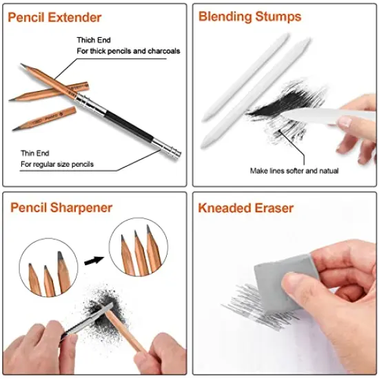 Drawing Pencils, Art Supplies Sketch Pencils Kit for Kids Adults, Professional Charcoal Sketching Graphite Art Pencils Set {5}