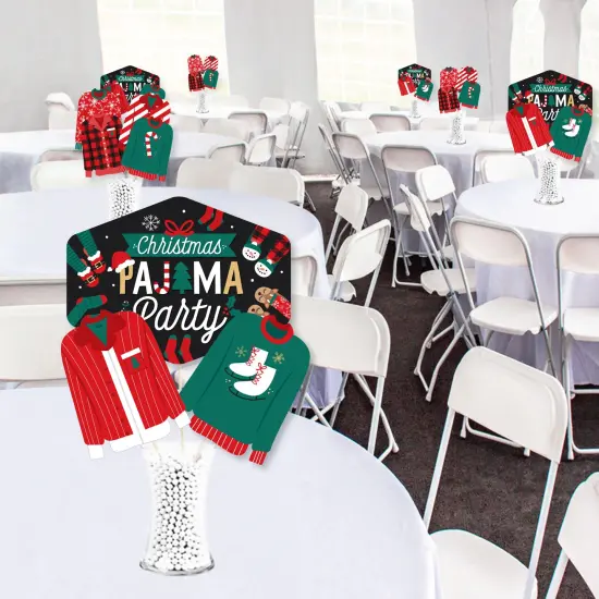 Big Dot of Happiness Christmas Pajamas - Holiday Plaid PJ Party Centerpiece Sticks - Showstopper Table Toppers - 35 Pieces {3}
