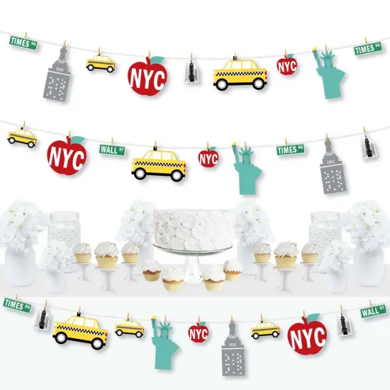 Big Dot of Happiness NYC Cityscape - New York City Party DIY Decorations - Clothespin Garland Banner - 44 Pieces {1}