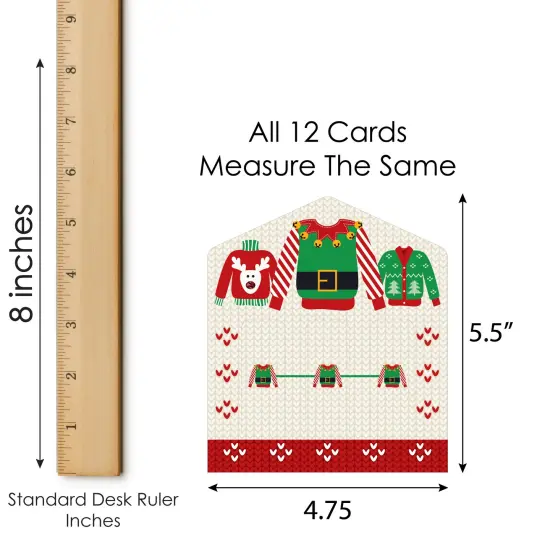 Big Dot of Happiness Ugly Sweater - Holiday and Christmas Party Game Pickle Cards - Pull Tabs 3-in-a-Row - Set of 12 {7}