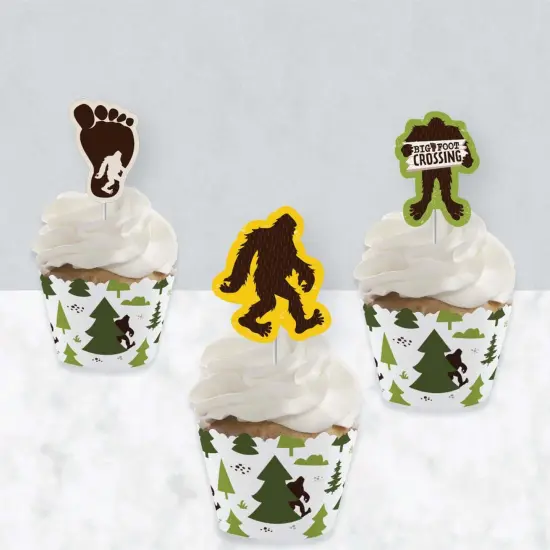 Big Dot of Happiness Sasquatch Crossing - Cupcake Decoration - Bigfoot Party or Birthday Party Cupcake Wrappers and Treat Picks Kit - Set of 24 {4}