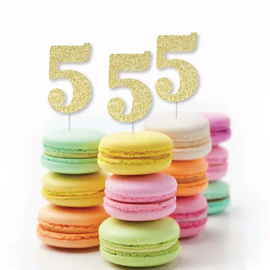 Big Dot of Happiness Gold Glitter 5 - No-Mess Real Gold Glitter Cut-Out Numbers - 5th Birthday Party Confetti - Set of 24 {6}