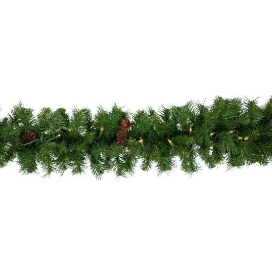 Northlight Pre-Lit Dakota Red Pine Artificial Christmas Garland - 9' x 12" - Clear AlwaysLit Lights Green {4}