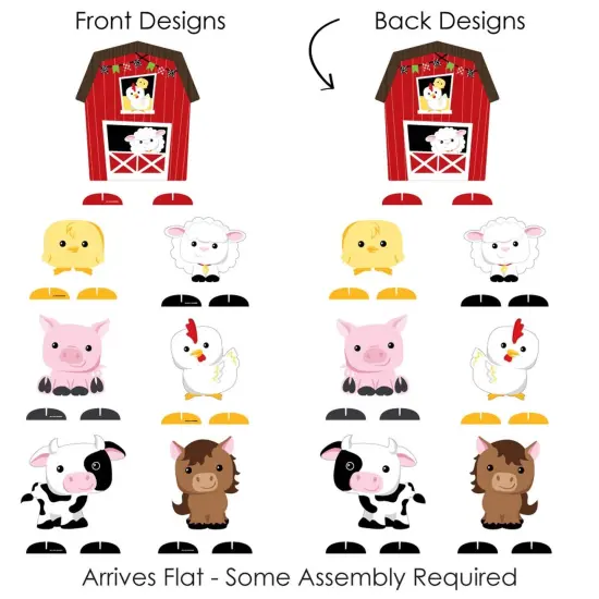 Big Dot of Happiness Farm Animals - Barnyard Baby Shower or Birthday Party Centerpiece Table Decorations - Tabletop Standups - 7 Pieces {7}