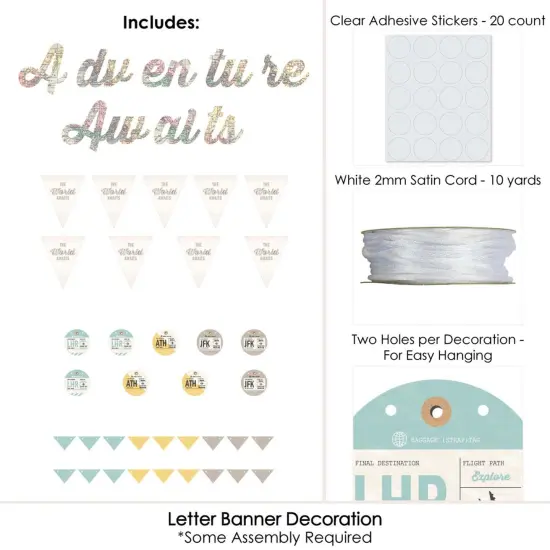 Big Dot of Happiness World Awaits - Travel Themed Party Letter Banner Decoration - 36 Banner Cutouts and Adventure Awaits Banner Letters {6}
