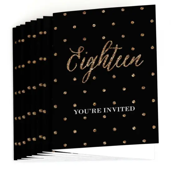 Big Dot of Happiness Chic 18th Birthday - Black and Gold - Fill In Birthday Party Invitations (8 count) {3}