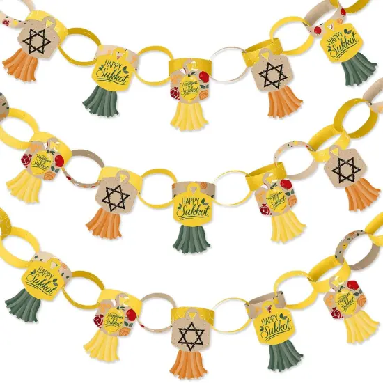 Big Dot of Happiness Sukkot - 90 Chain Links and 30 Paper Tassels Decoration Kit - Sukkah Paper Chains Garland - 21 feet {1}
