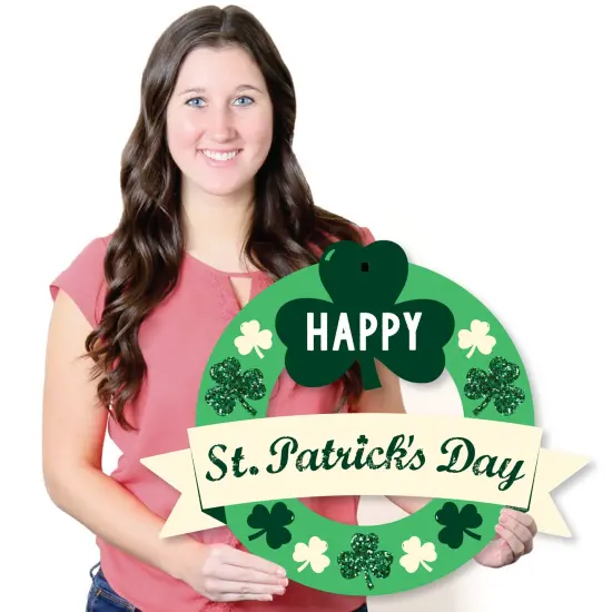 Big Dot of Happiness St. Patrick's Day - Outdoor Saint Paddy's Day Party Decor - Front Door Wreath {7}