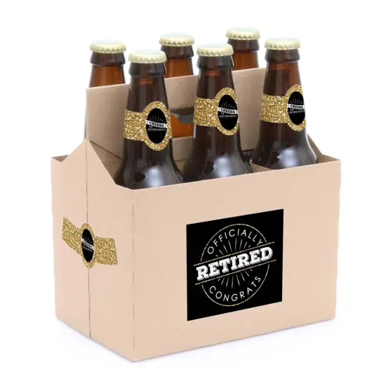 Big Dot of Happiness Happy Retirement - Retirement Party Decorations for Women and Men - 6 Beer Bottle Label Stickers and 1 Carrier {3}