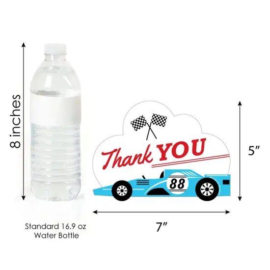 Big Dot of Happiness Let's Go Racing - Racecar - Shaped Thank You Cards - Birthday Party or Baby Shower Thank You Note Cards with Envelopes -Set of 12 {7}