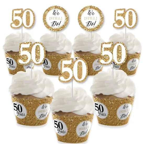 Big Dot of Happiness We Still Do - 50th Wedding Anniversary - Cupcake Decoration - Anniversary Party Cupcake Wrappers and Treat Picks Kit - Set of 24 {1}