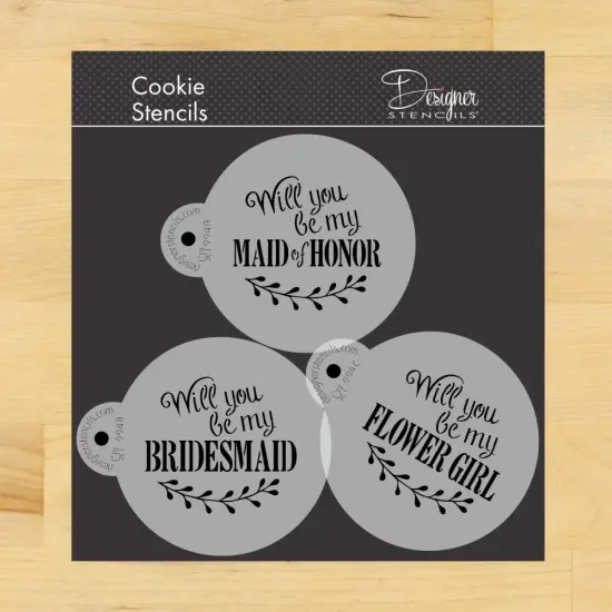 Will You Be My Bridesmaid Cookie Stencil | C994 by Designer Stencils | Cookie Decorating Tools | Baking Stencils for Royal Icing, Airbrush, Dusting Powder | Reusable Plastic Food Grade Stencil for Cookies | Easy to Use & Clean Cookie Stencil {1}
