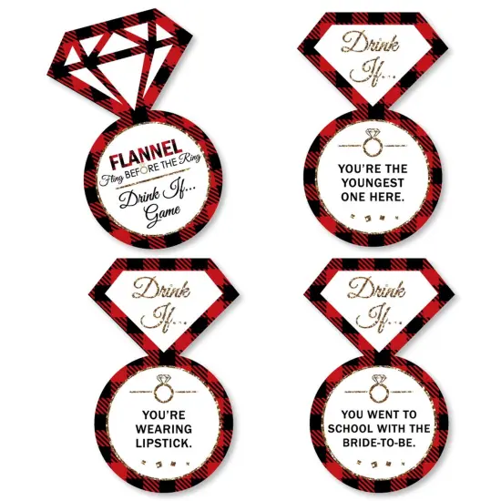 Big Dot of Happiness Drink If Game - Flannel Fling Before the Ring - Buffalo Plaid Bachelorette Party Game - 24 Count {1}