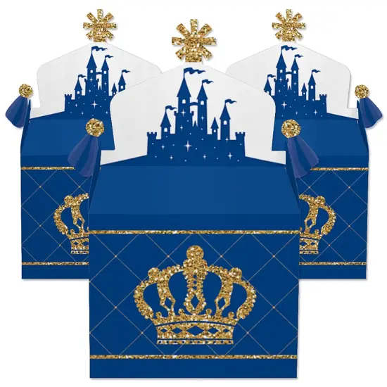 Big Dot of Happiness Royal Prince Charming - Treat Box Party Favors - Baby Shower or Birthday Party Goodie Gable Boxes - Set of 12 {3}
