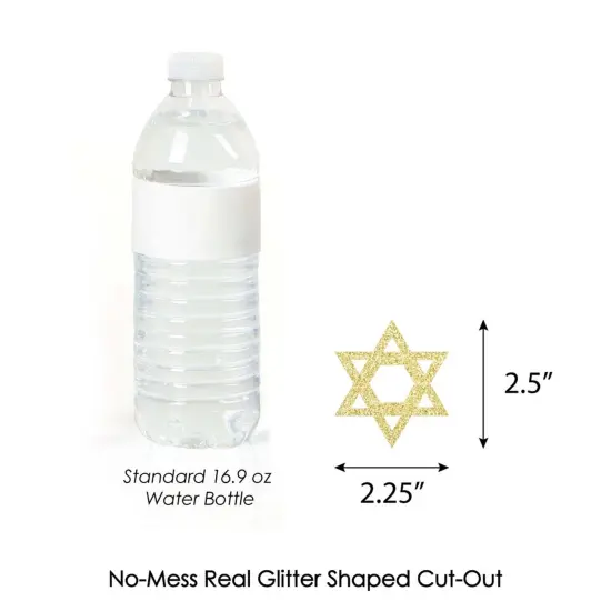 Big Dot of Happiness Gold Glitter Star of David Party Straws - No-Mess Real Gold Glitter Cut-Outs & Decorative Hanukkah Paper Straws - Set of 24 {7}
