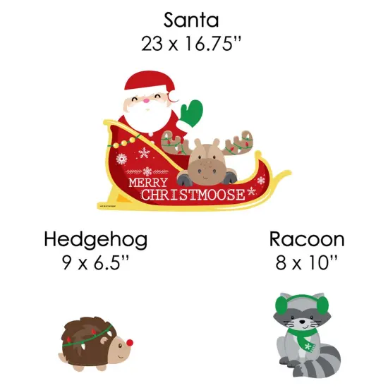 Big Dot of Happiness Woodland Christmas Santa Sleigh - Yard Sign and Outdoor Lawn Decorations - Merry Christmoose Holiday Party Yard Signs - Set of 8 {7}