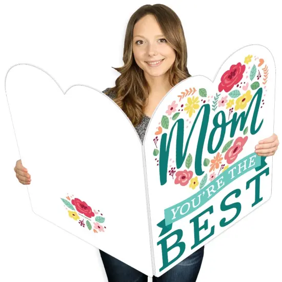 Big Dot of Happiness Colorful Floral Happy Mother's Day - We Love Mom Giant Greeting Card - Big Shaped Jumborific Card {1}