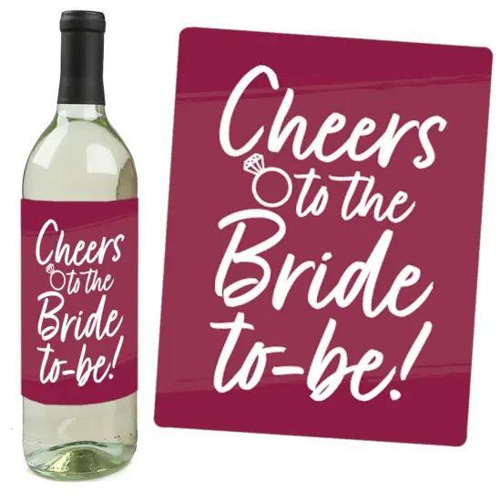 Big Dot of Happiness Burgundy Elegantly Simple - Wedding or Bridal Shower Guest Party Favors Decorations- Wine Bottle Label Stickers - Set of 4 {3}