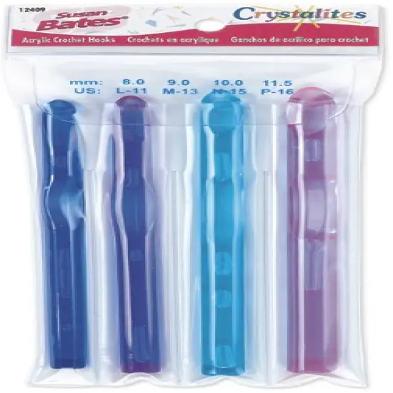 Susan Bates Crystalites Acrylic Crochet Hook Set-Sizes L11 To P16 {1}