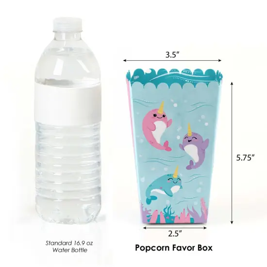 Big Dot of Happiness Narwhal Girl - Under The Sea Baby Shower or Birthday Party Favor Popcorn Treat Boxes - Set of 12 {3}
