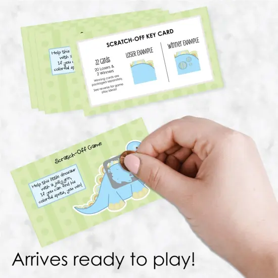 Big Dot of Happiness Baby Boy Dinosaur - Baby Shower or Birthday Party Game Scratch Off Cards - 22 Count {3}