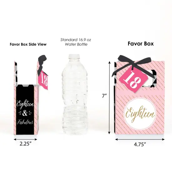 Big Dot of Happiness Chic 18th Birthday - Pink, Black and Gold - Party Favor Boxes - Set of 12 {3}