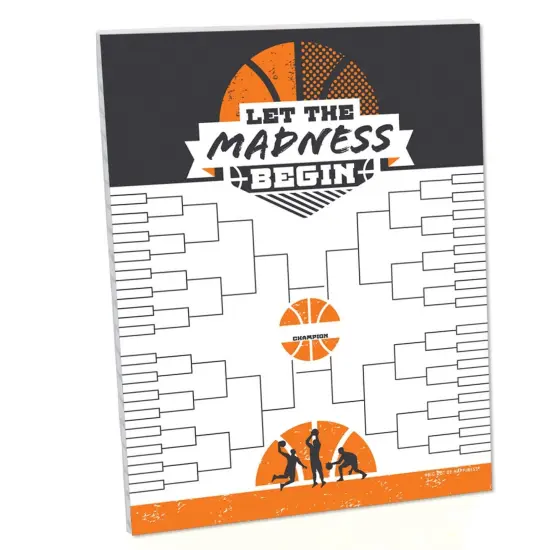 Big Dot of Happiness Let The Madness Begin Bracket Sign - College Basketball Party - Printed on Sturdy Plastic 10.5 x 13.75" Sign with Stand - 1 Piece {1}