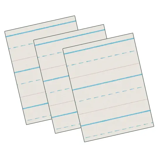 Newsprint Handwriting Paper, Skip-A-Line, Grade 1, 1/2" x 1/4" x 1/4" Ruled Long, 11" x 8-1/2", 500 Sheets Per Pack, 3 Packs {1}