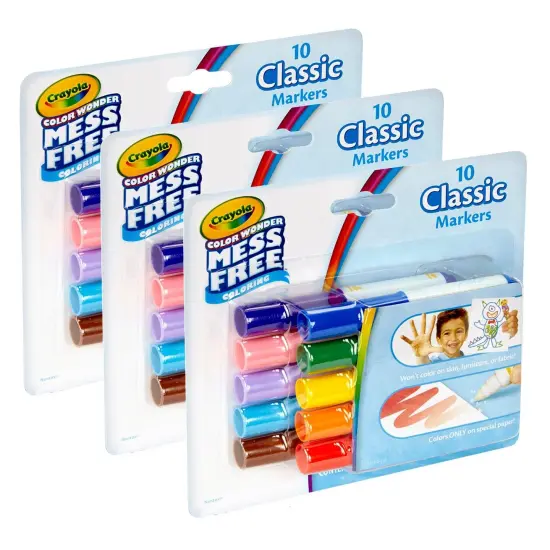 Color Wonder Mess Free Mini Markers, Classic Colors, 10 Per Pack, 3 Packs {1}