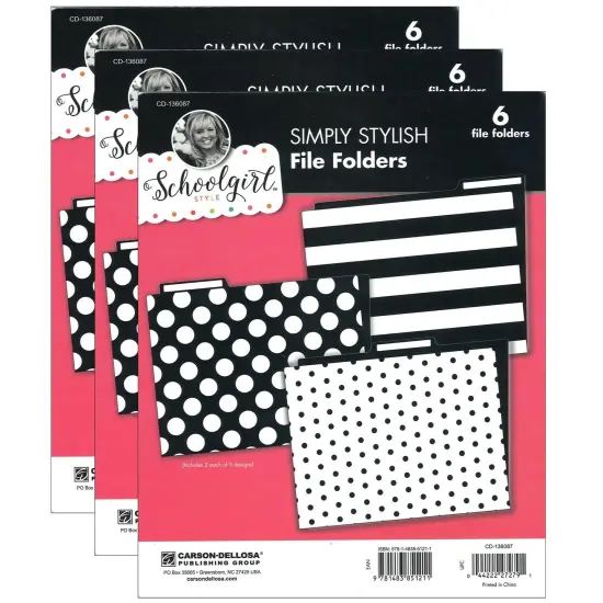 Simply Stylish Folders, 11.75" x 9.5", 6 Per Pack, 3 Packs {1}