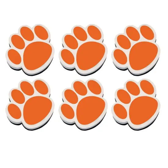Magnetic Whiteboard Eraser, Orange Paw, Pack of 6 {1}