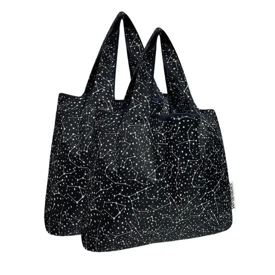 Wrapables Medium Foldable Tote Nylon Reusable Grocery Bag (Set of 2), Constellations {1}
