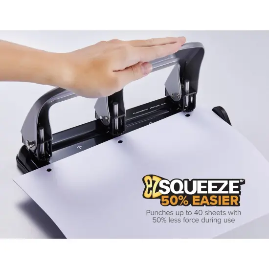 EZ Squeeze&trade; 3-Hole Punch, 40 Sheets, Silver {5}