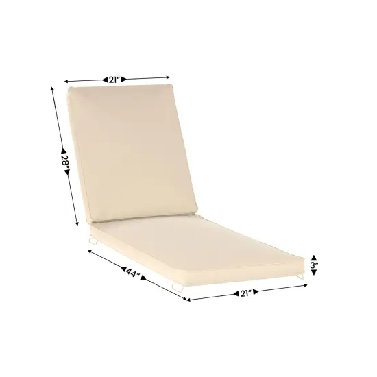 Merrick Lane Edessa Outdoor Patio Water-Resistant Chaise Lounge Cushion with Foam Layer Beige {6}