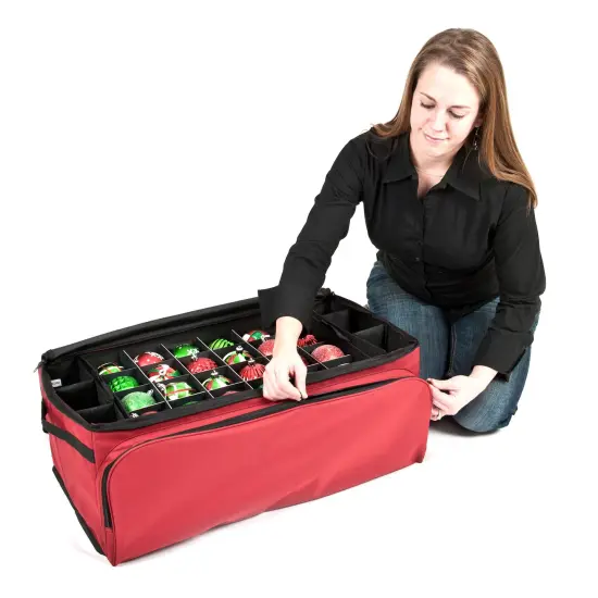 72 (3 in.) Christmas Ornament Storage Box with Side Pockets {4}